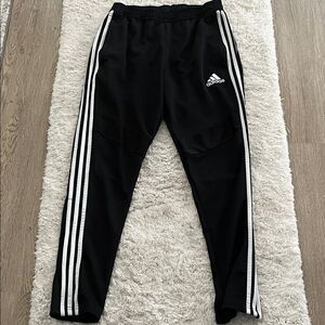 Adidas Mens Black Joggers with White Stripes.  Medium.